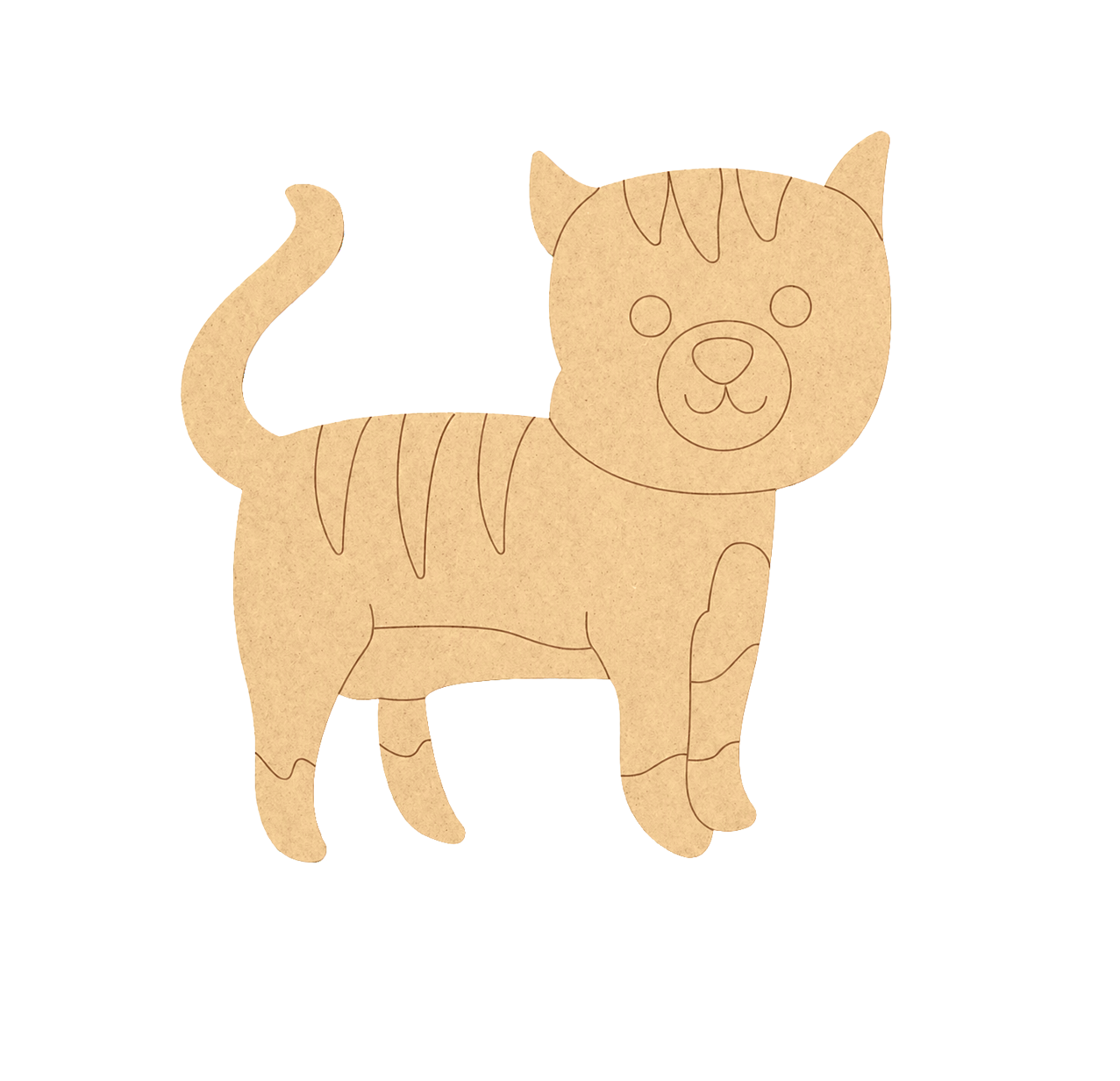 MDF DIY cat cutout on a white background