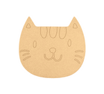 MDF DIY cat-shaped cutout with white background.