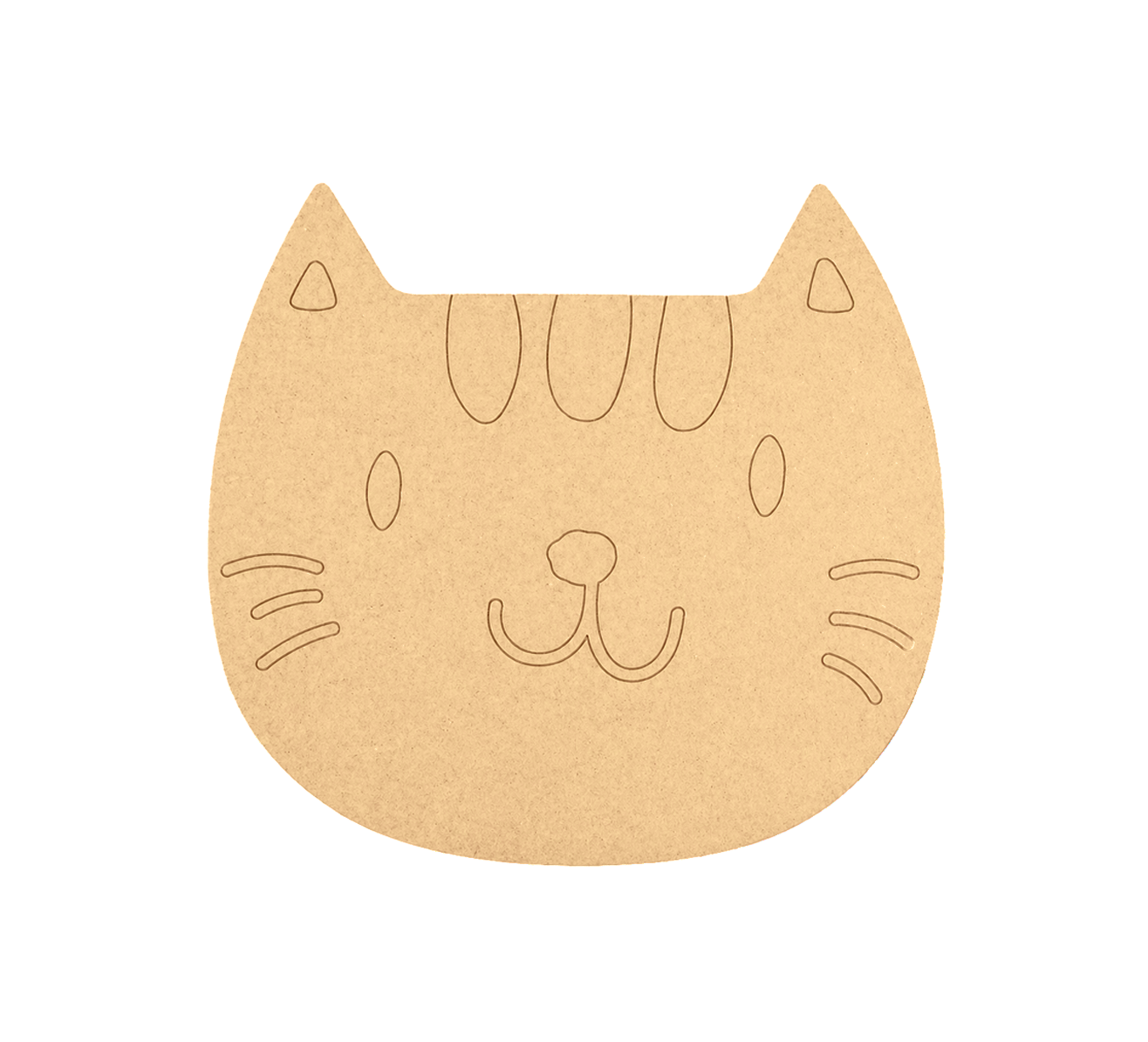 MDF DIY cat-shaped cutout with white background.
