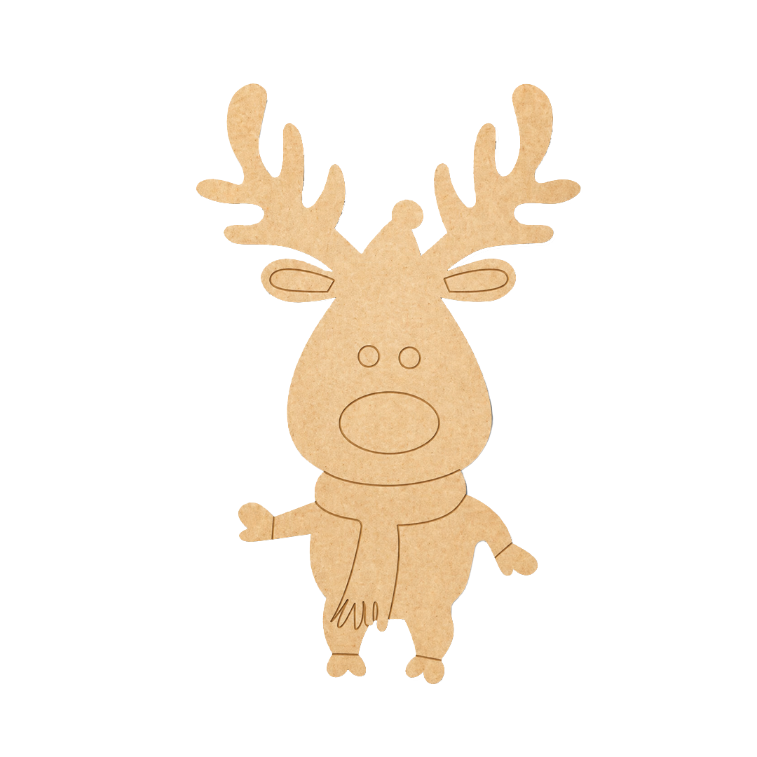 MDF DIY reindeer decoration on a white background