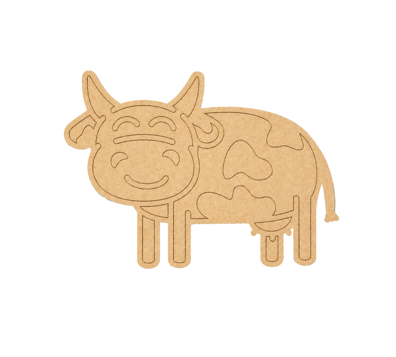 MDF DIY bull puzzle on a white background