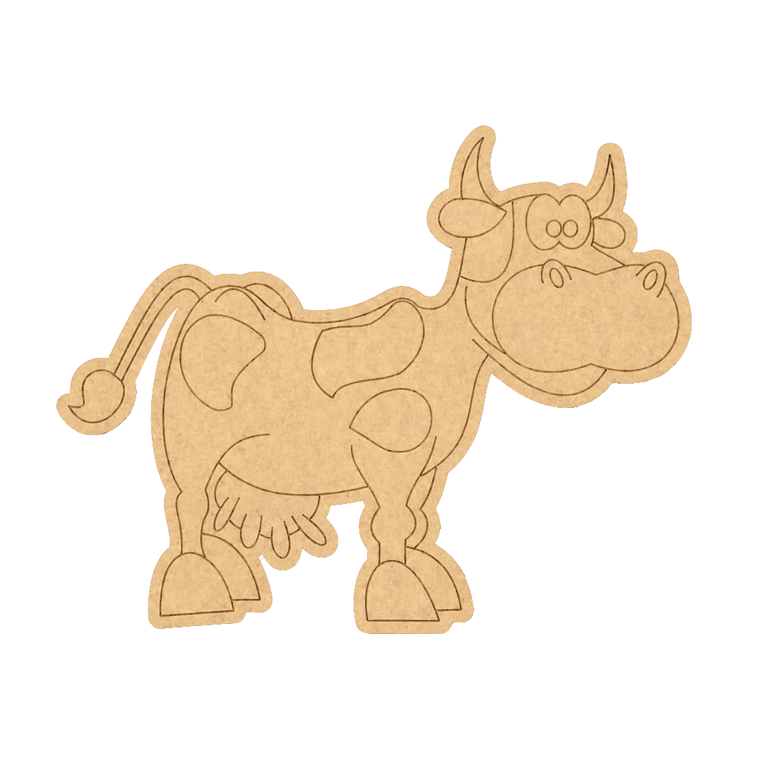 MDF DIY cow puzzle on a white background