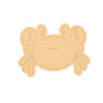 MDF DIY crab-shaped craft on a white background