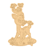 MDF DIY deer ornament with floral details on a white background