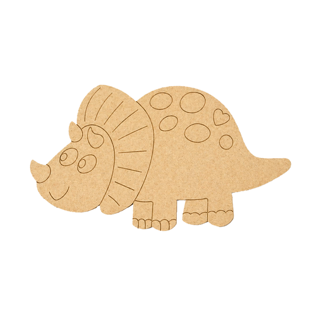 MDF DIY dinosaur cutout on a white background