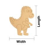 MDF DIY dinosaur craft on a white background.