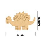  MDF DIY dinosaur cutout with measurements on a white background