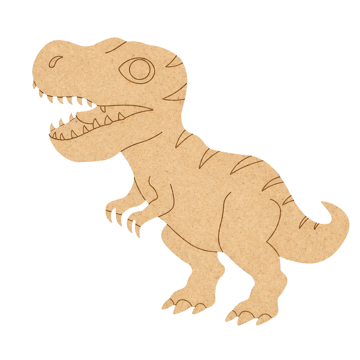 MDF DIY  cutout of a dinosaur on a white background