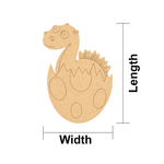 MDF DIY  dinosaur toy with measurements labeled on a white background