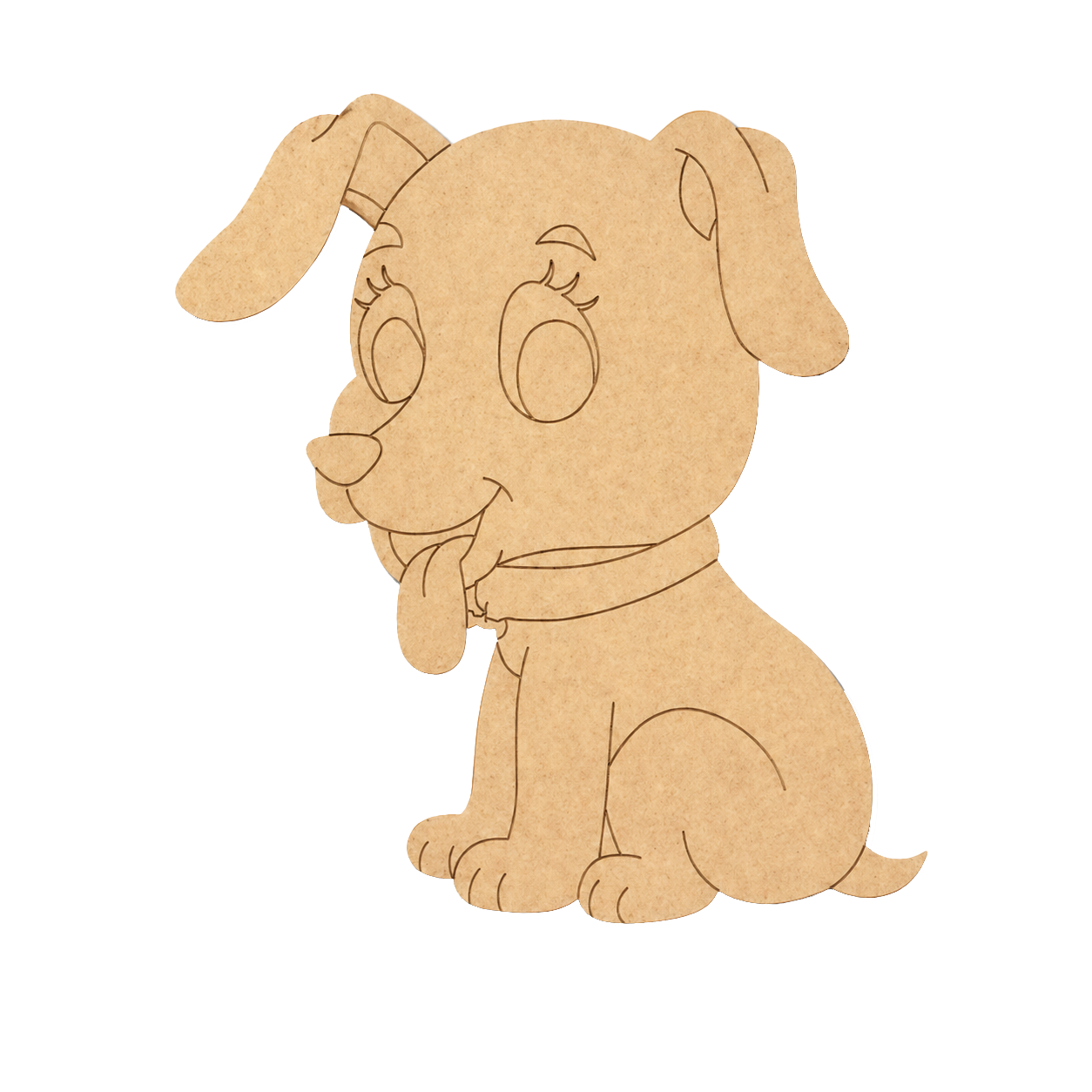 MDF DIY  Cartoon dog cutout on a white background