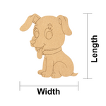 MDF DIY  dog-shaped cutout with measurements labeled on a white background