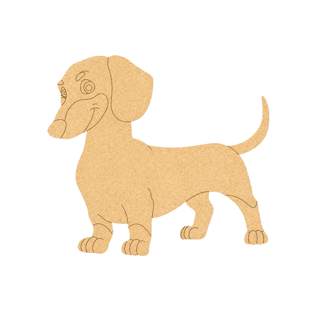 MDF DIY dachshund  cutout with white background.