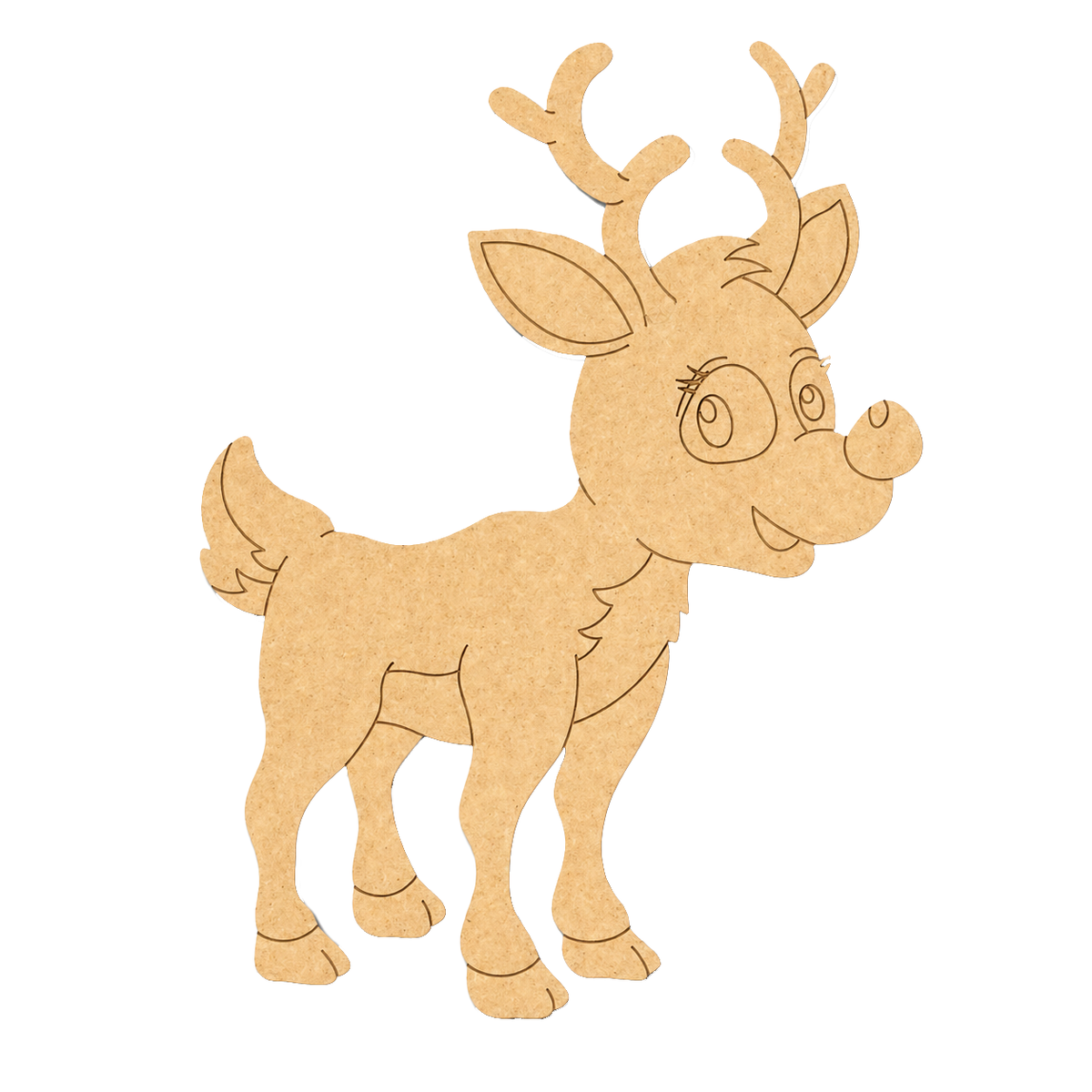 MDF DIY reindeer cutout on a white background
