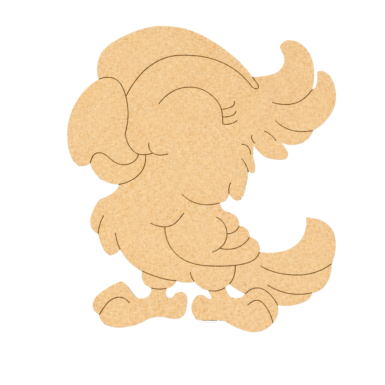 MDF DIY parrot cutout on a white background