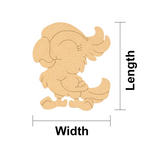 MDF DIY cutout of a bird shape with measurements labeled 'Length' and 'Width' on a white background.