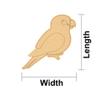  MDF DIY parrot cutout on a white background with measurement.