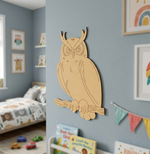 MDF DIY angry owl cutout hang on wall.