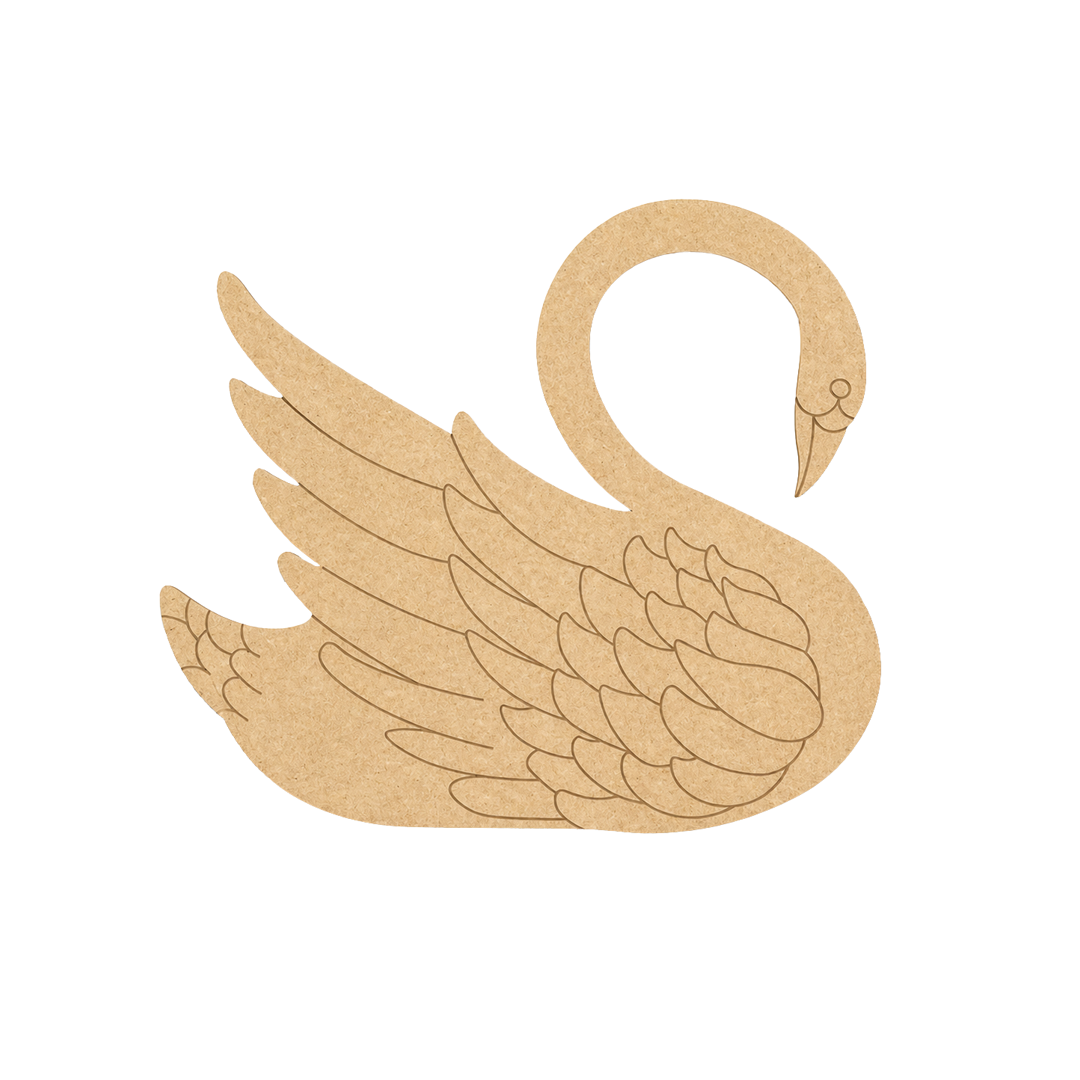 MDF DIY  swan cutout with  white background.