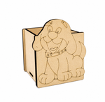MDF DIY dog-shaped box on a white background