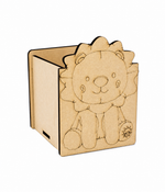 MDF DIY  lion-shaped block on a white background