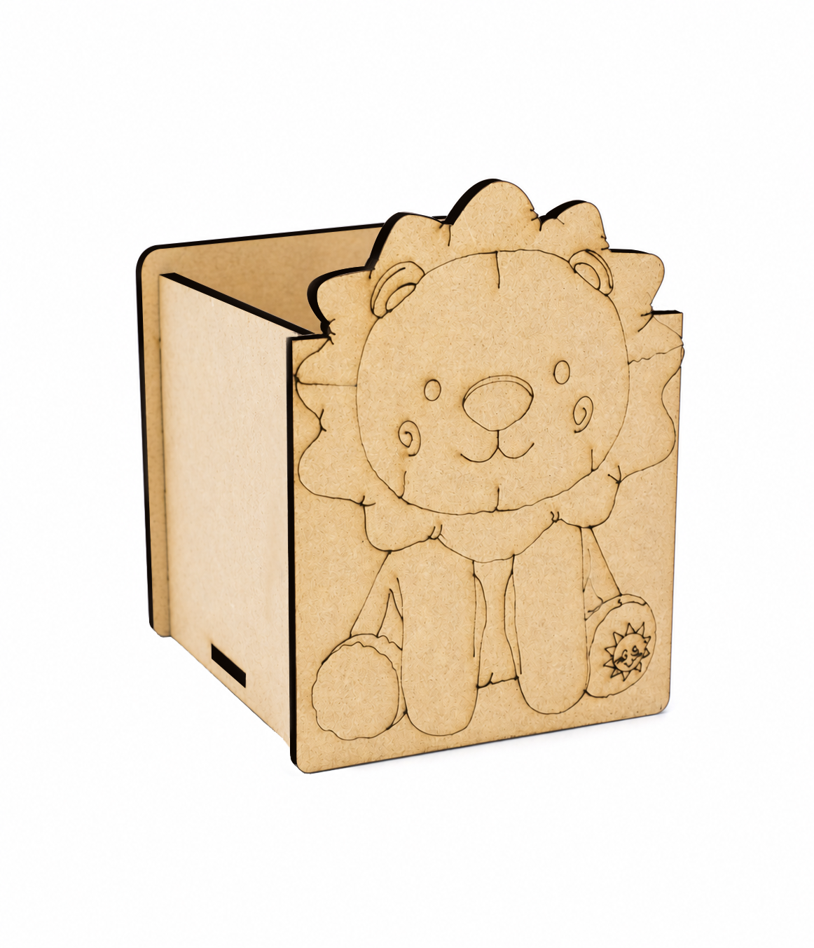 MDF DIY  lion-shaped block on a white background