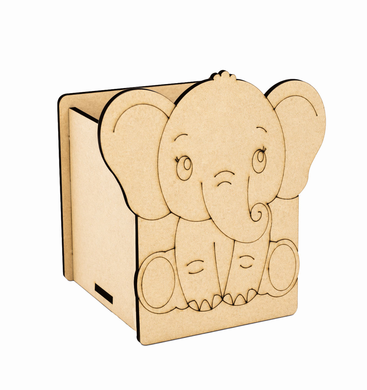 MDF DIY  elephant-shaped box on a white background