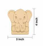MDF DIY  elephant cutout with dimensions on a white background