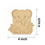 MDF DIY  cutout of a koala with dimensions on a white background