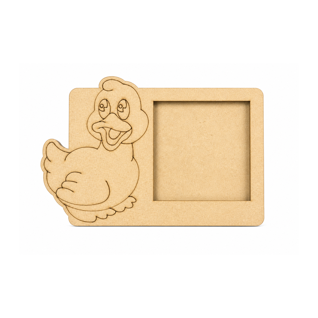 MDF DIY  duck-shaped picture frame on a white background