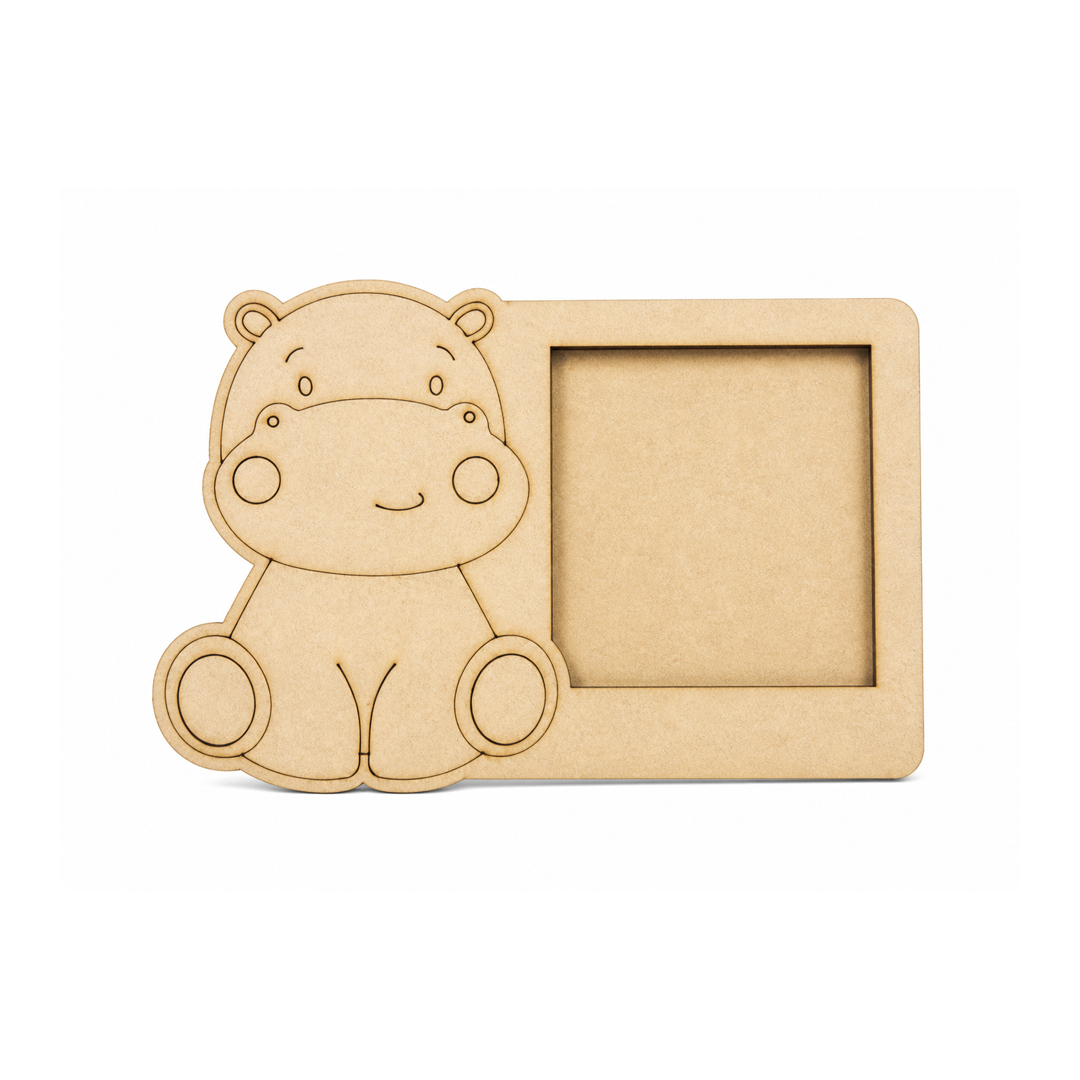 MDF DIY  photo frame shaped like a bear on a white background