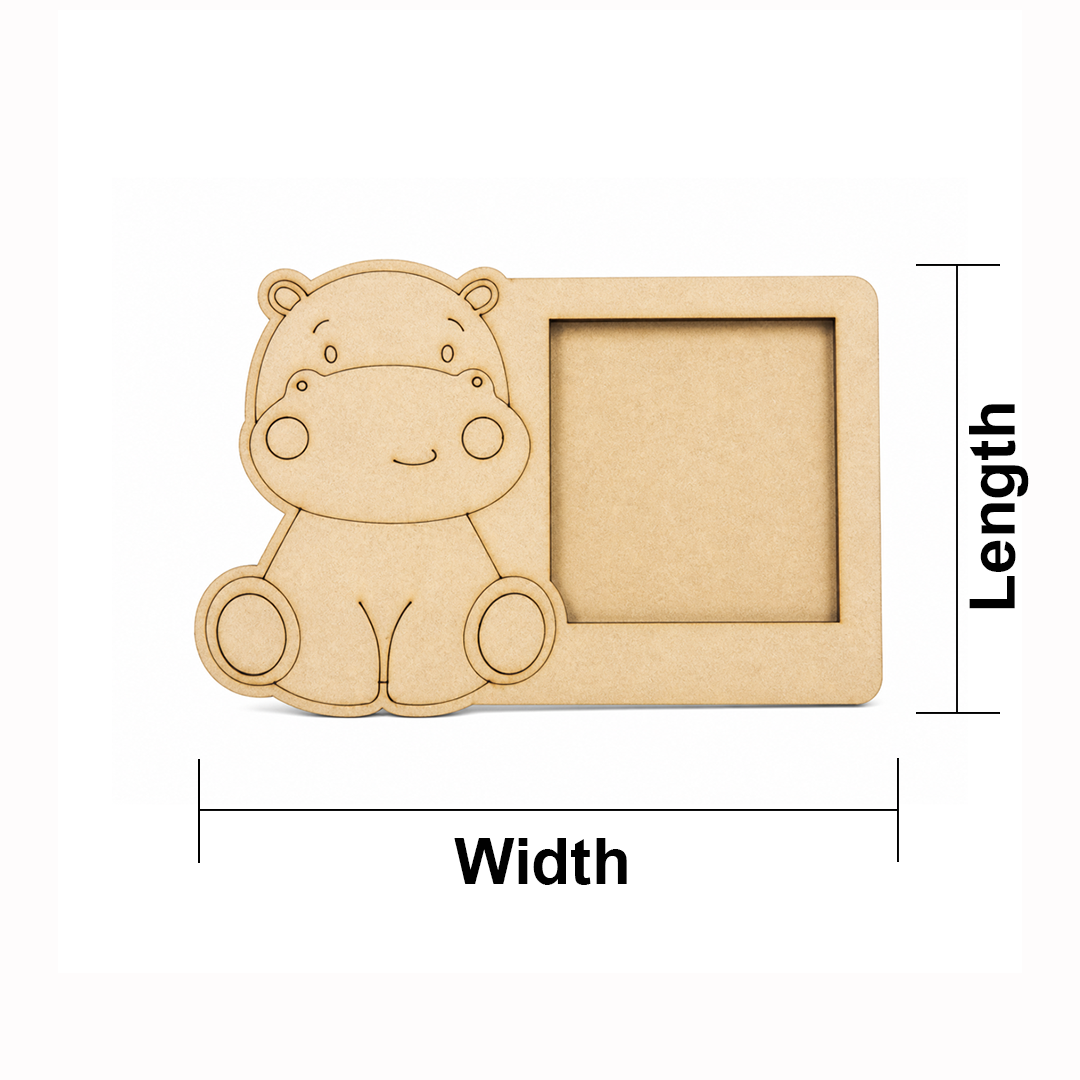 MDF DIY  hippo-shaped cutout with dimensions labeled on a white background