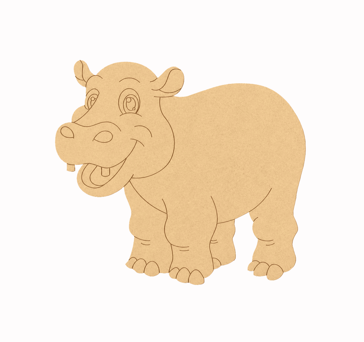MDF DIY  Cartoon hippo on a beige background