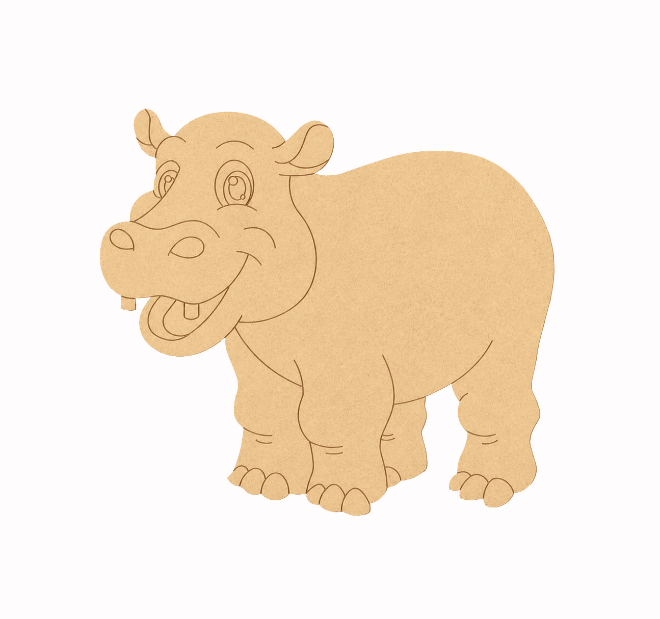 MDF DIY  Cartoon hippo on a beige background