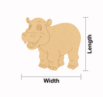 MDF DIY  hippo with measurements labeled 'Length' and 'Width' on a white background