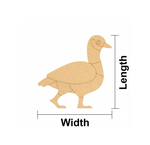  MDF DIY duck cutout with measurements labeled on a white background