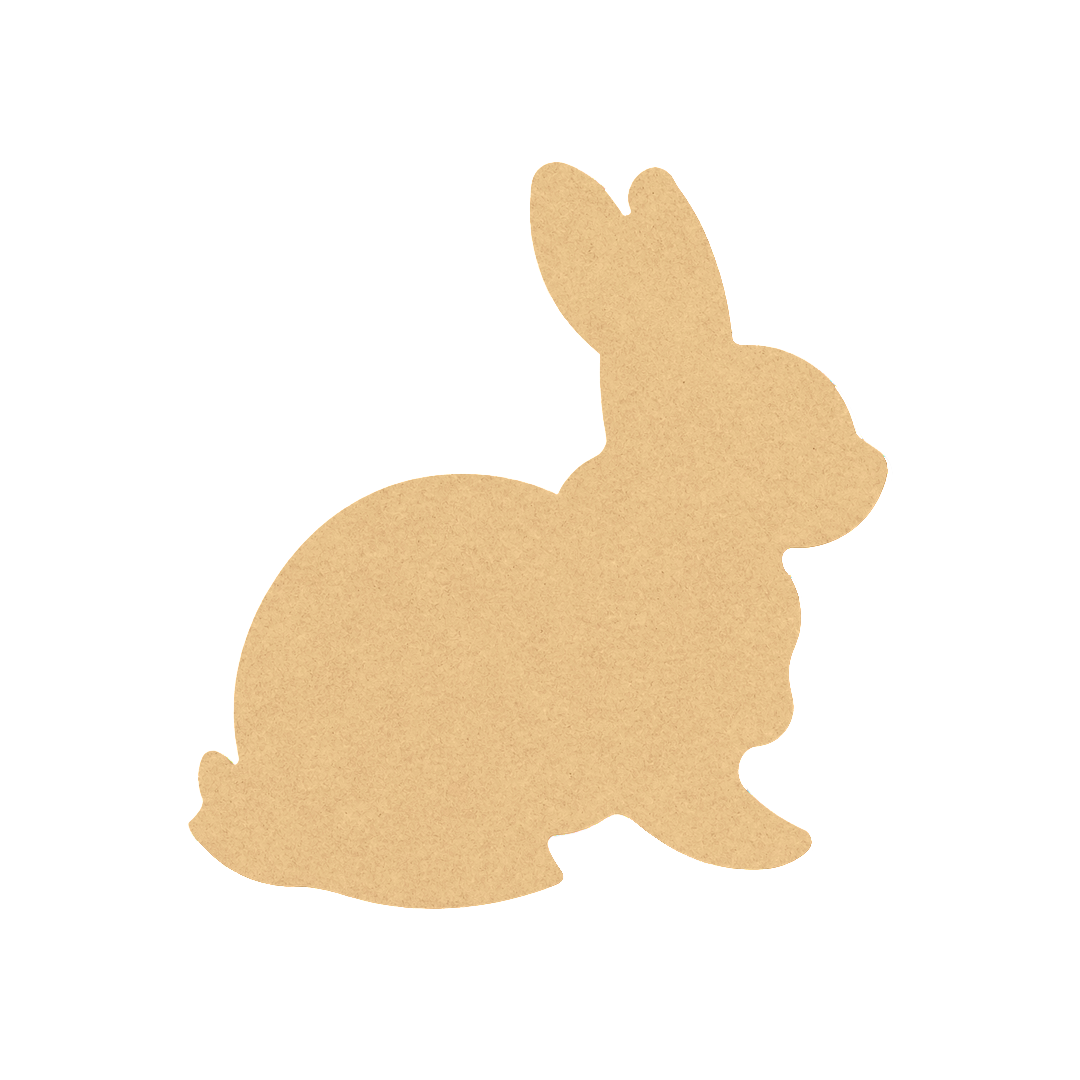 MDF DIY bunny cutout on a white background