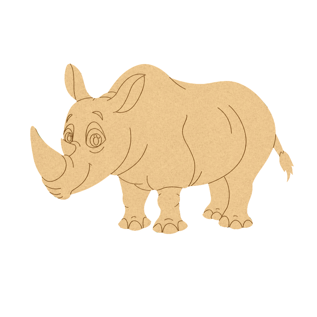 MDF DIY Cartoon rhino cutout on a white background