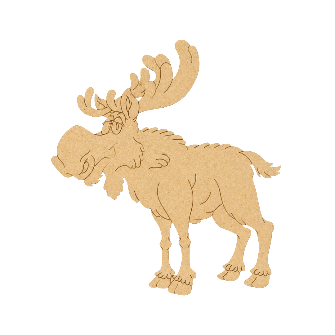MDF DIY  cutout of a moose on a white background