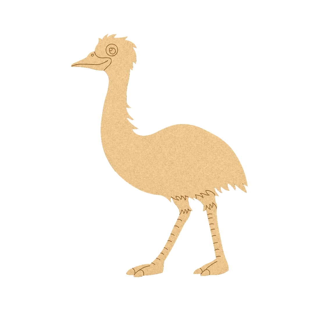 MDF DIY ostrich figure on a white background
