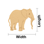MDF DIY  elephant cutout with labeled dimensions on a white background