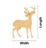 MDF DIY  deer cutout with measurements labeled on a white background