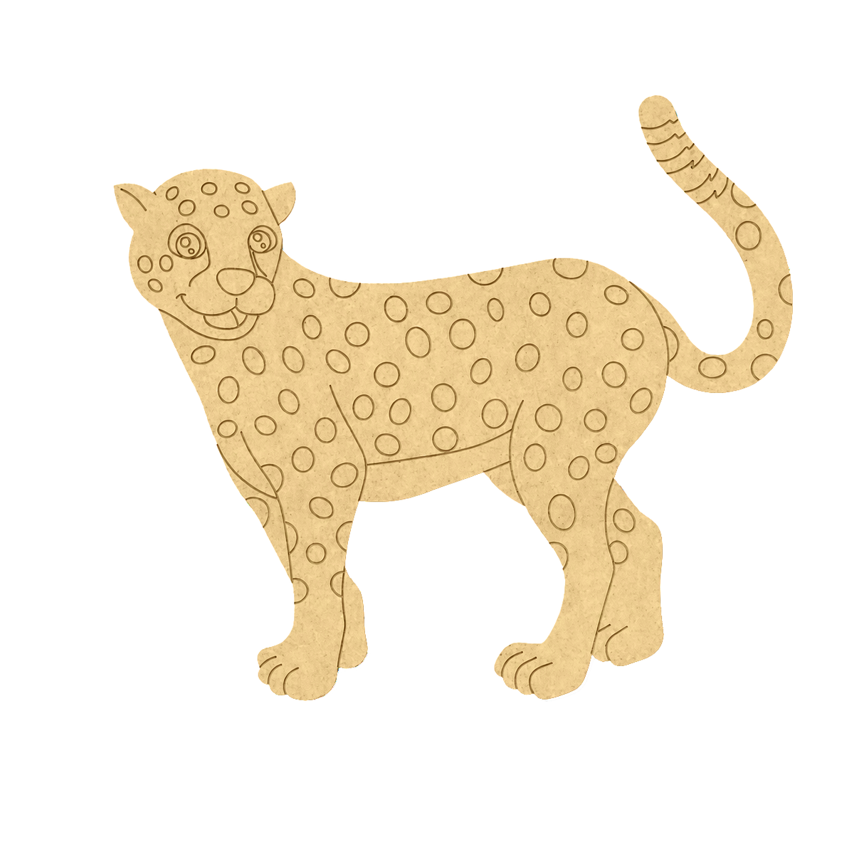 MDF DIY  cutout of a cheetah on a white background