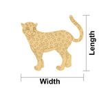 MDF DIY  leopard cutout with measurements labeled on a white background