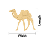 MDF DIY  camel decoration with measurements on a white background
