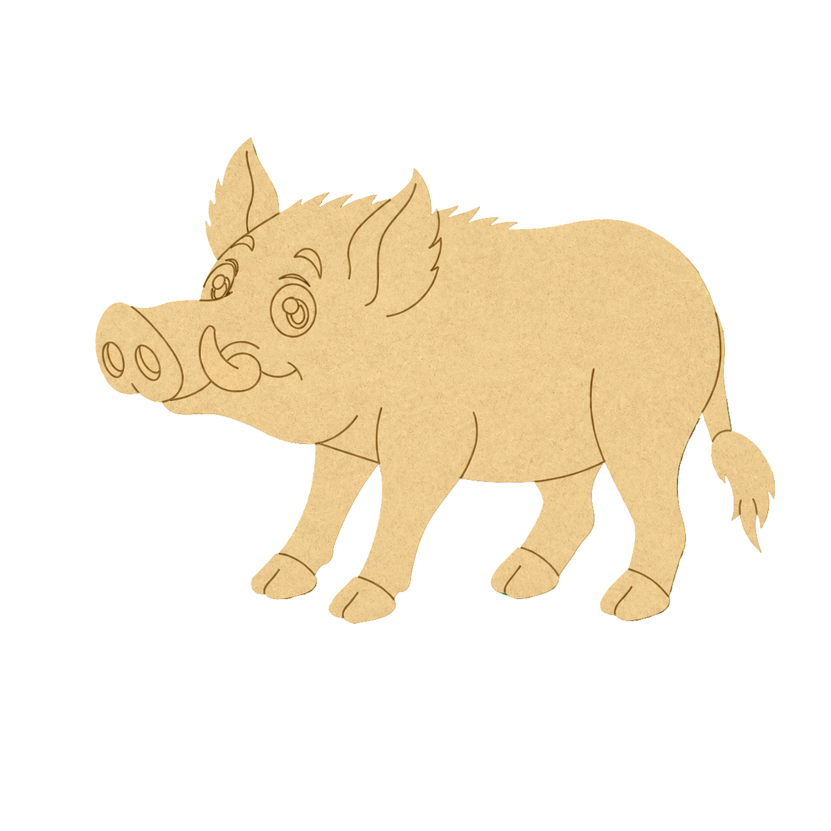 MDF DIY  cutout of a cartoon boar on a white background