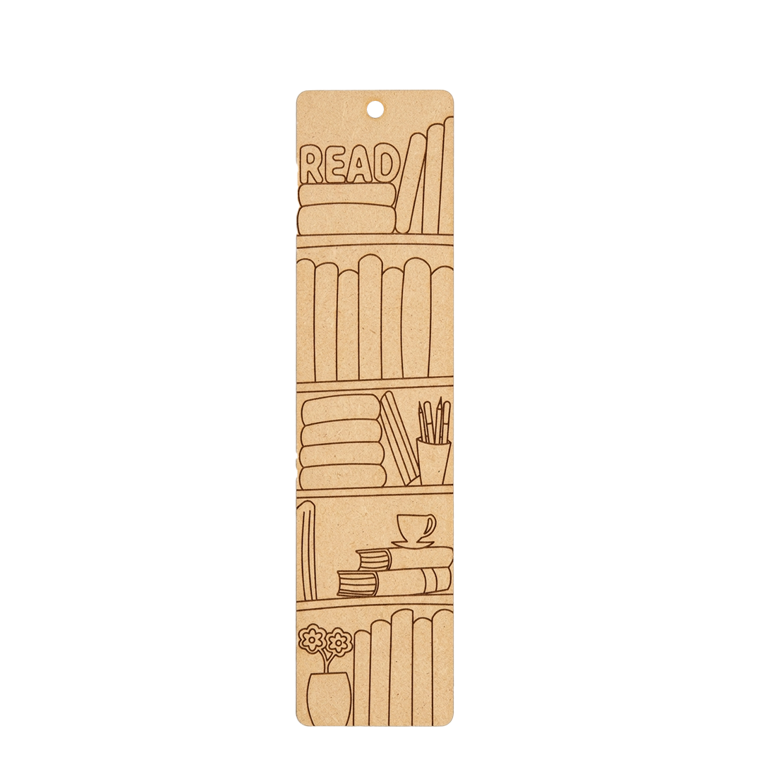 MDF DIY bookmark on a white background.