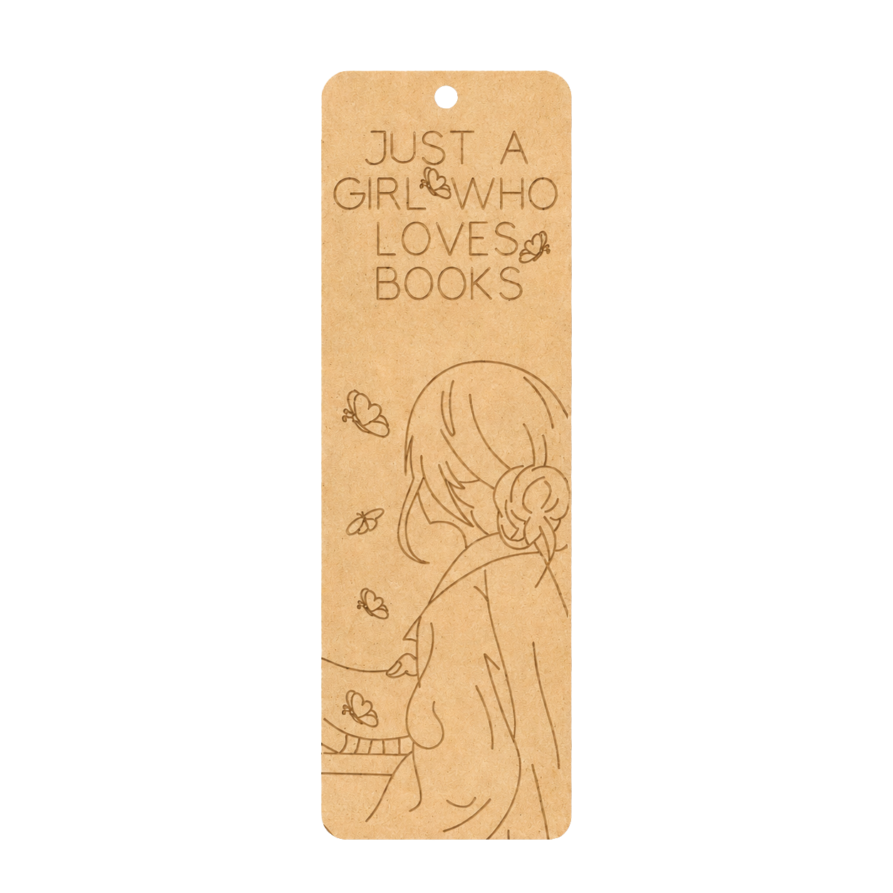 MDF DIY  bookmark with white background.
