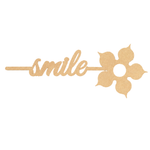 Decorative  MDF DIY  bookmark sign with 'smile' and floral design on a white background