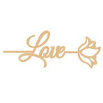 Decorative  MDF DIY Bookmark with 'Love' and floral design on a white background