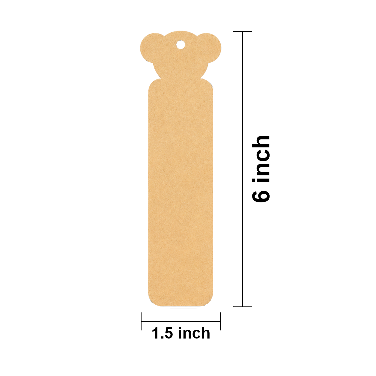  MDF DIY  of a  bookmark with dimensions labeled